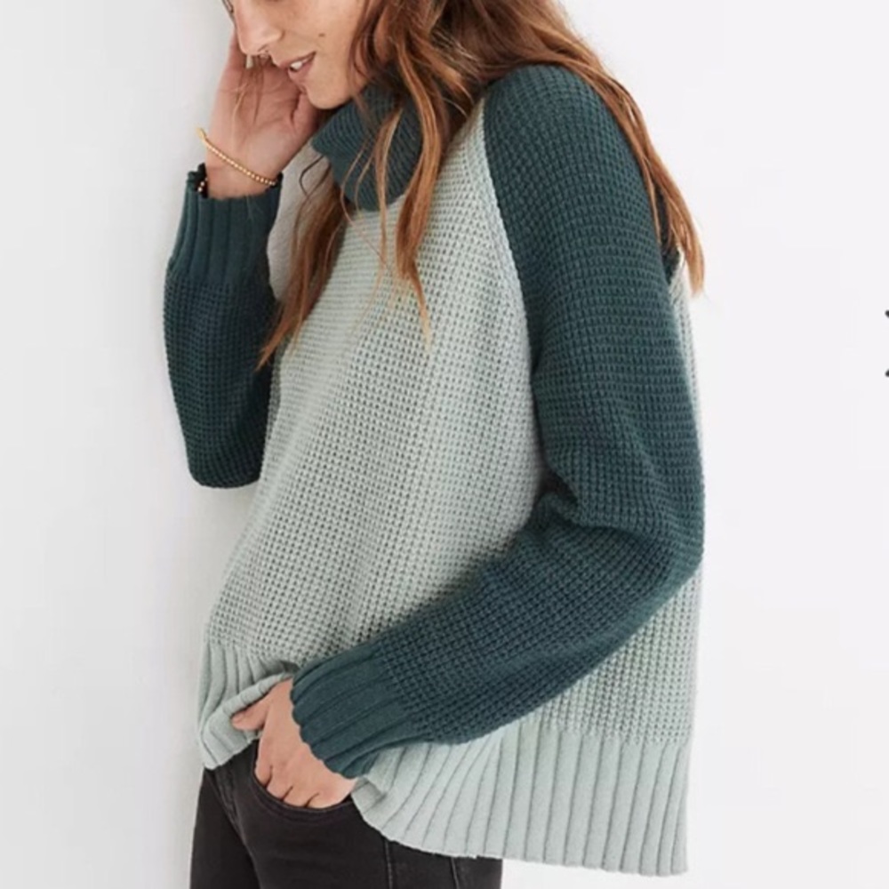 madewell eastbrook cowl neck cross back two toned sweater